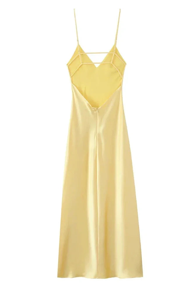 Notiglo - Elegant Backless Sleeveless V Neck High Waist Maxi Dress