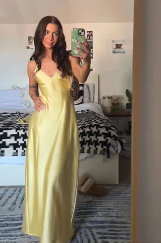 Notiglo - Elegant Backless Sleeveless V Neck High Waist Maxi Dress