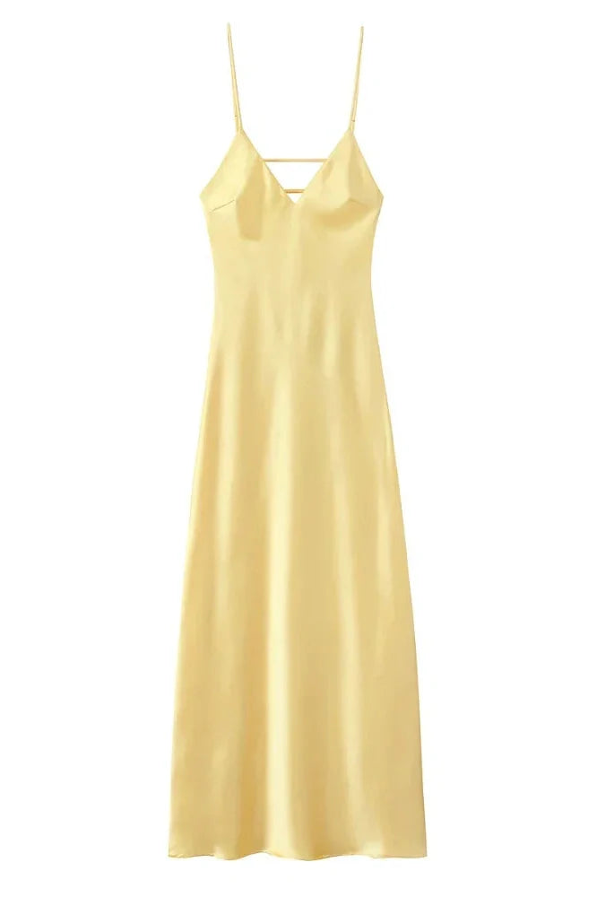 Notiglo - Elegant Backless Sleeveless V Neck High Waist Maxi Dress