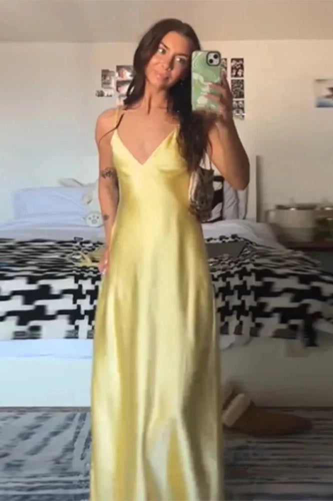 Notiglo - Elegant Backless Sleeveless V Neck High Waist Maxi Dress