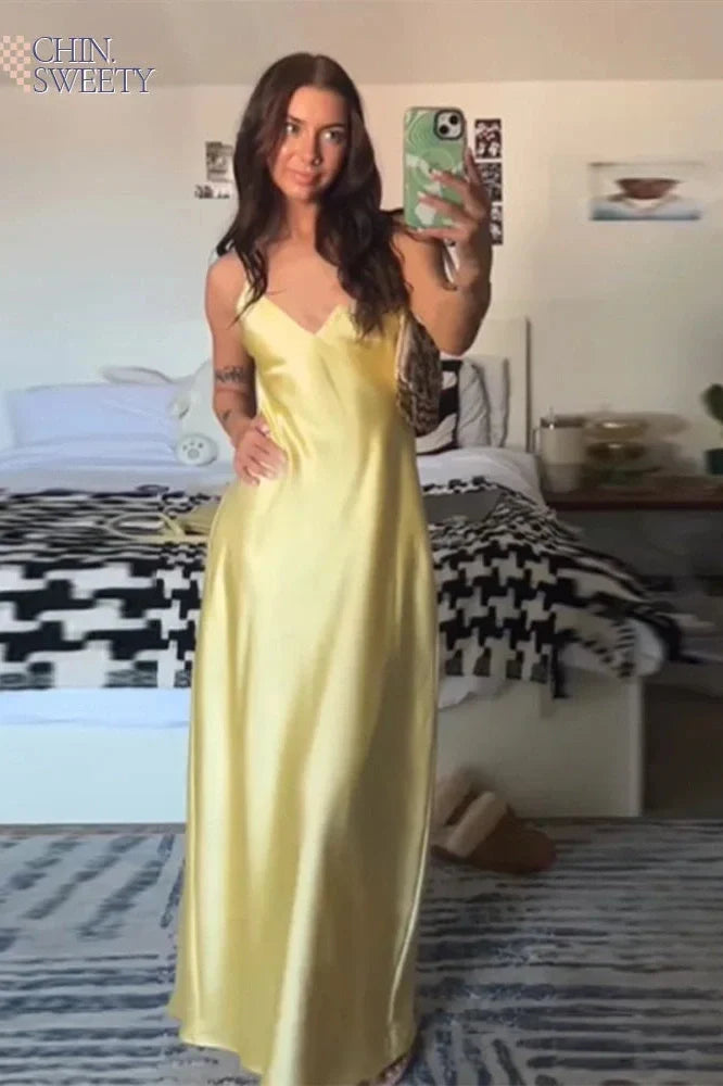 Notiglo - Elegant Backless Sleeveless V Neck High Waist Maxi Dress