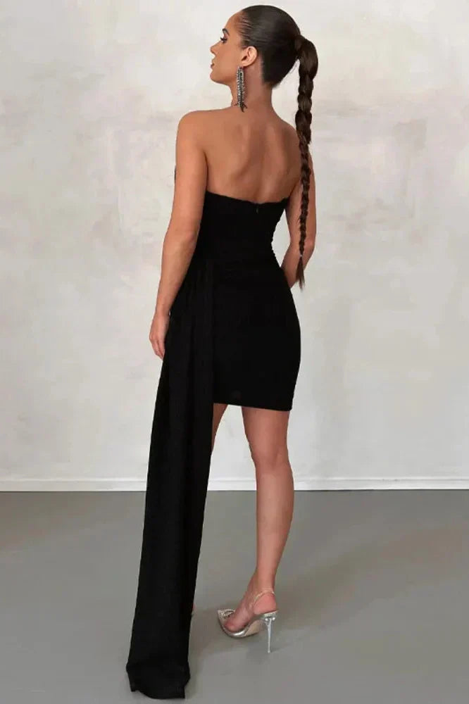 Elegant Off-Shoulder Strapless Lace-Up Sleeveless Mini Dress